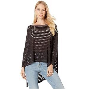 Hard Tail Black Hi-Low Oversized Perforated Tunic XS